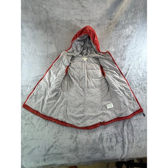 Tangerine Vest women's small orange puffer lined w/ hoodie and pockets full Zip - Picture 3 of 7